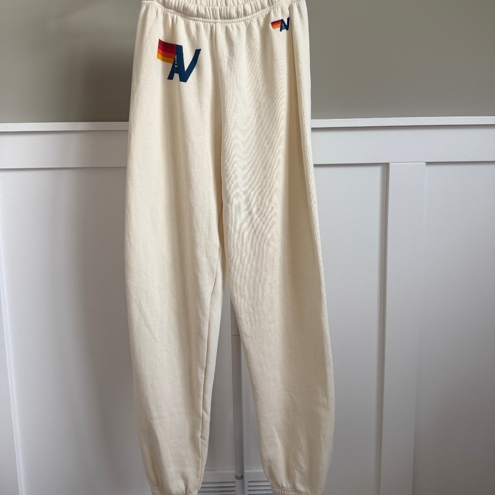 NWOT Aviator Nation Logo Sweatpants - SIZE M - Vintage White